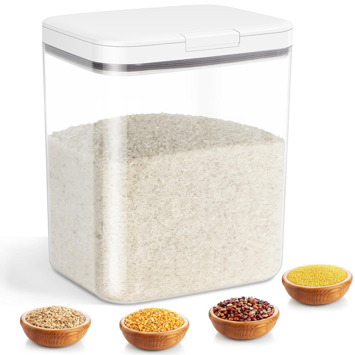 TBMAXS Airtight Rice Container 10 Lbs, Clear Plastic Food Storage Container Bin For Flour Sugar, Dry Food Holder with Easy Locking Lid for Kitchen Pantry Organization and Storage