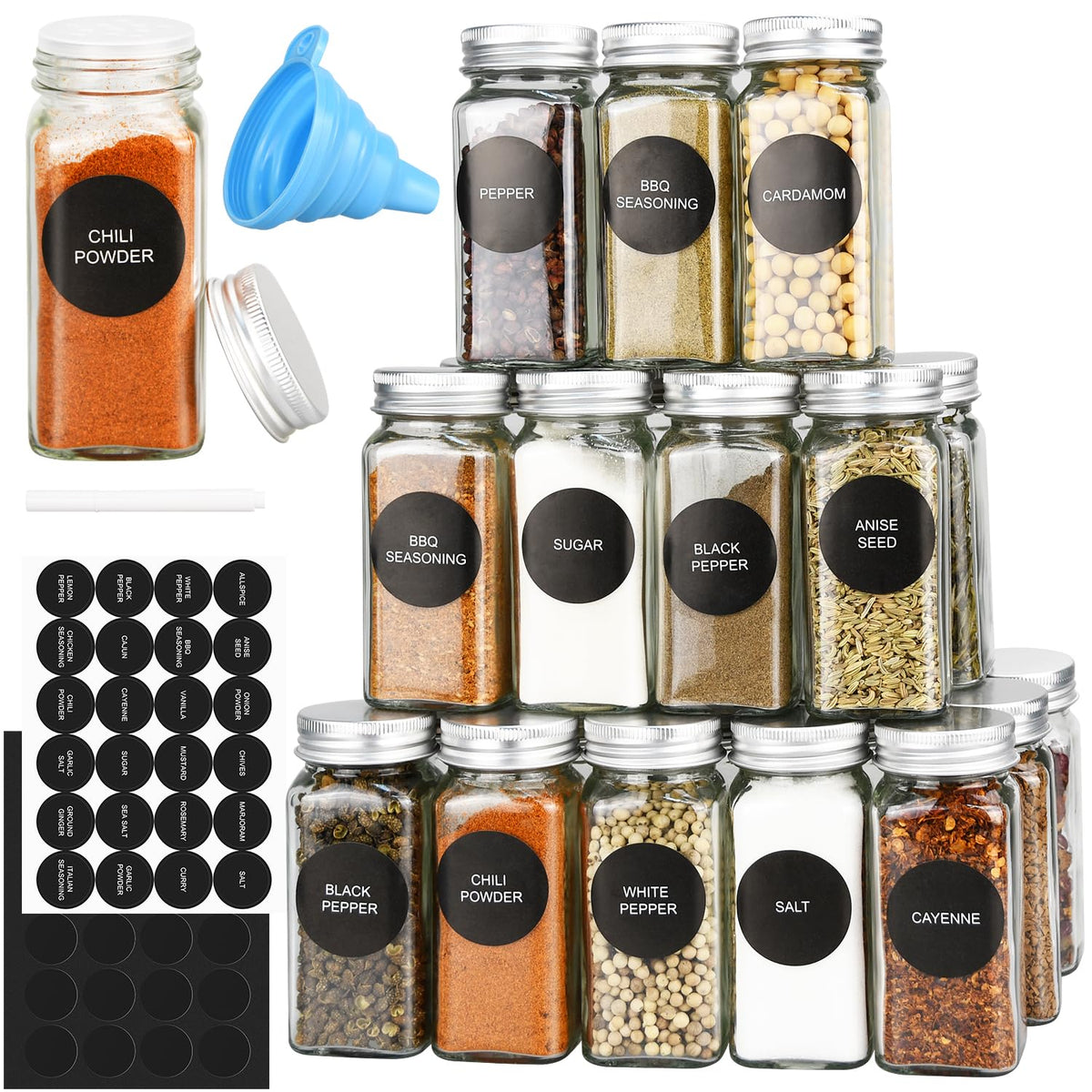DkOvn 12/24/36 Pack Glass Spice Jars, 4oz Empty Spice Jars