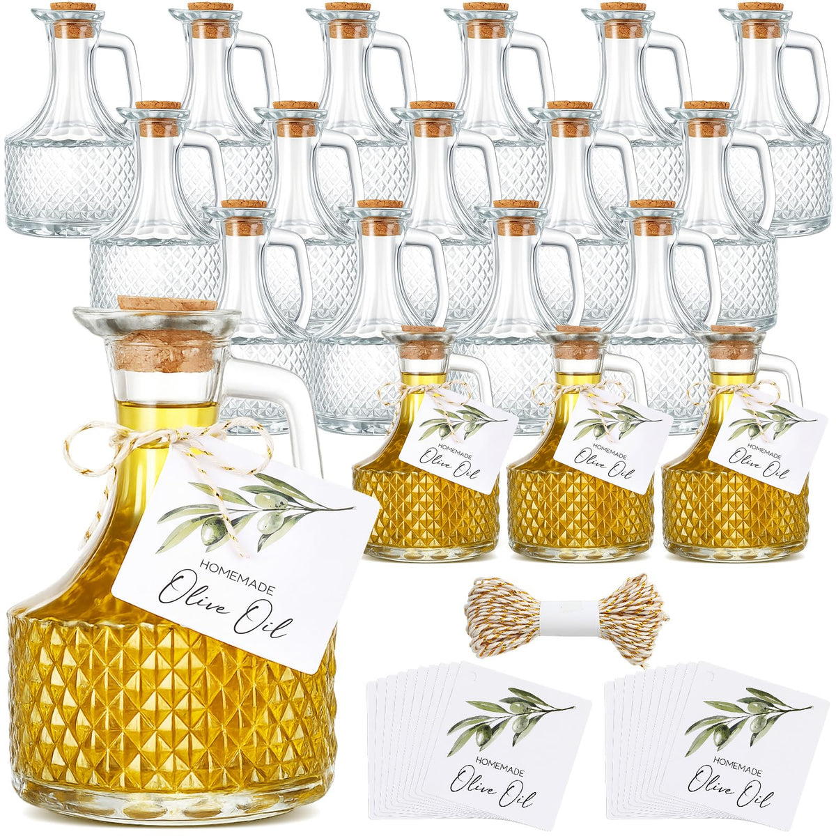 Vesici 20 Set 3.5 oz Mini Olive Oil Glass Bottle with Stopper, Party Favors