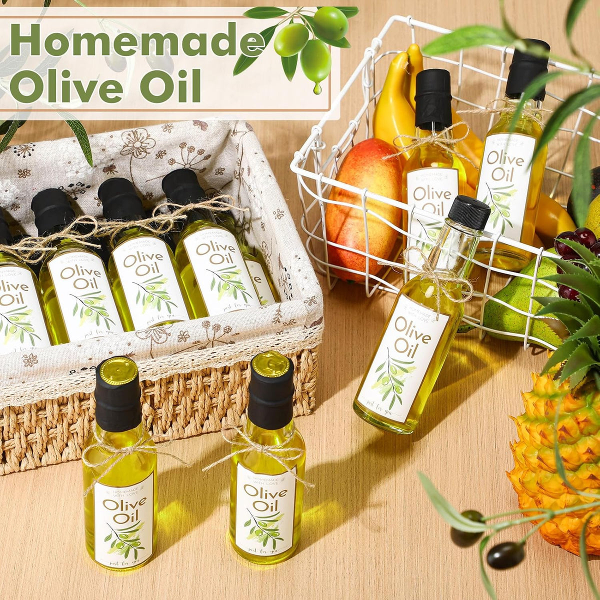 Havawish 20 Pcs 5oz Glass Olive Oil Bottles Clear with Screw Cap