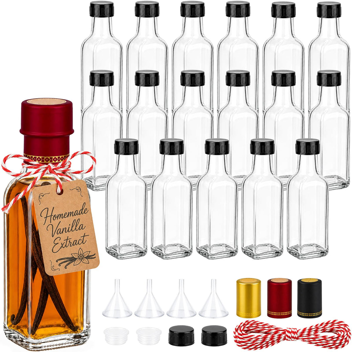 TBWIND 15 Pack 8.5oz (250ml) Olive Oil Bottles with Airtight Caps