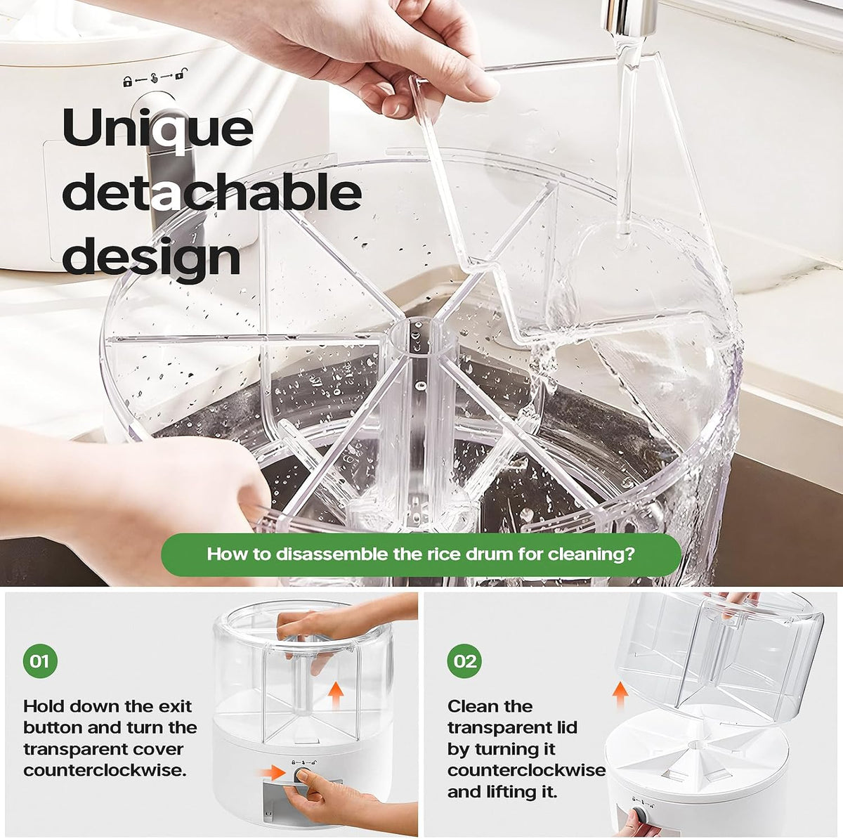 16lb Grain and Rice Storage Container, 360° Rotating 6 Grid Grain Dispenser