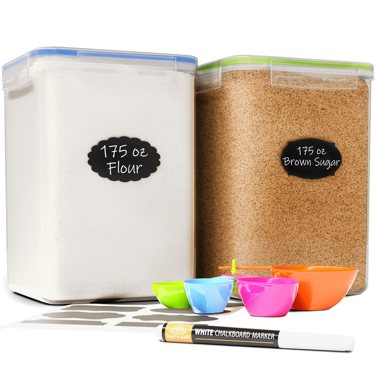 Chef's Path Extra Large Airtight Rice Storage Container with Measuring Cup, Pack of 1, 8 L Capacity, Kitchen and Pantry Canister for Rice, Flour, Sugar, and Baking Supplies