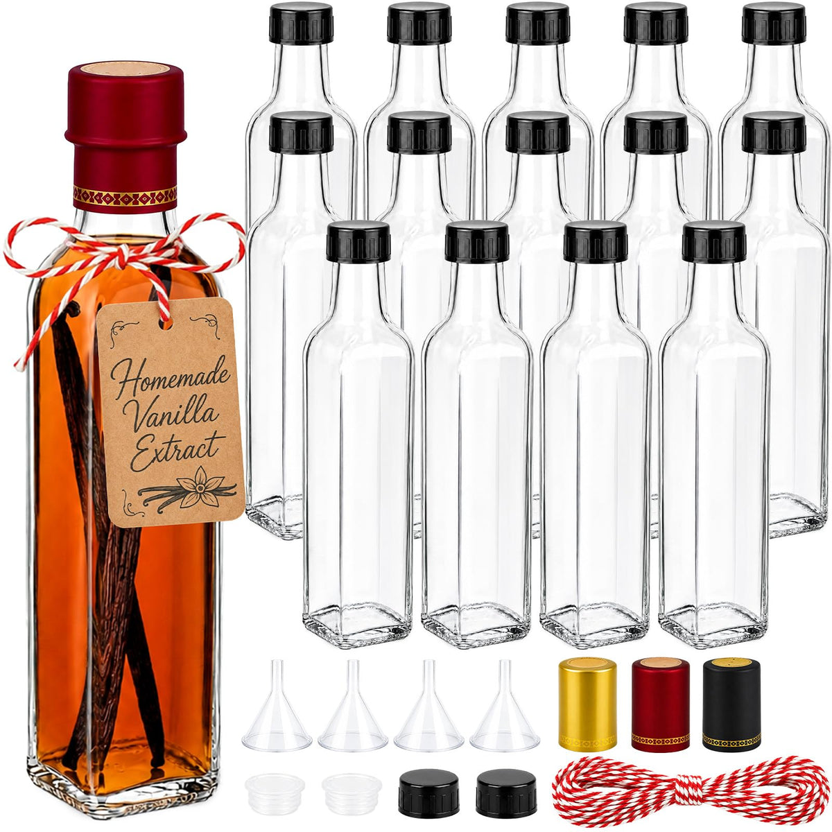 TBWIND 15 Pack 8.5oz (250ml) Olive Oil Bottles with Airtight Caps