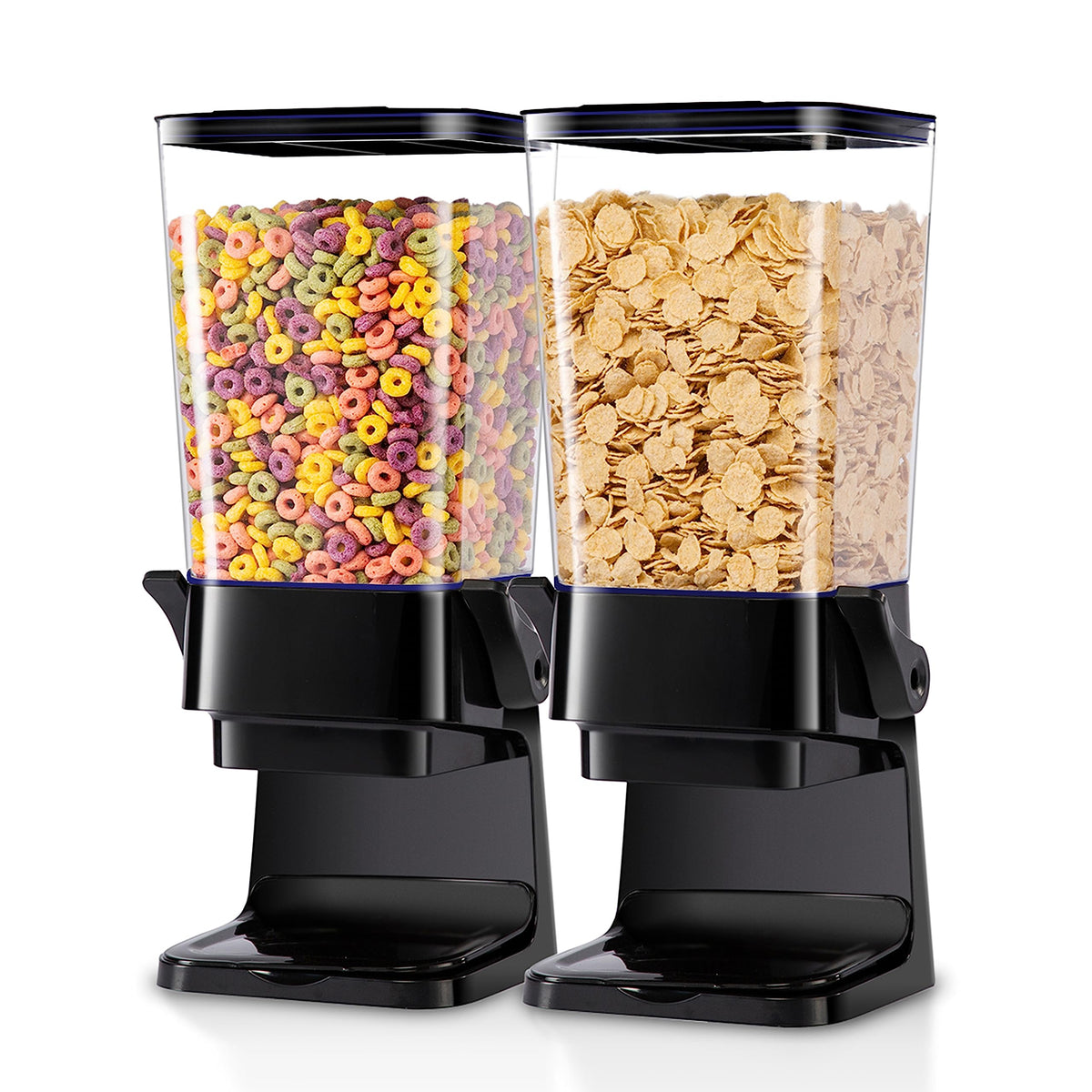 Cereal Dispenser Countertop with Lids, 5L Organization and Storage Containers for Kitchen and pantry, Rice Dispenser for food, Cereal, Beans, Nuts, Snack,Oatmeal, Dog Food, Bird Seed, Black, 3Pc
