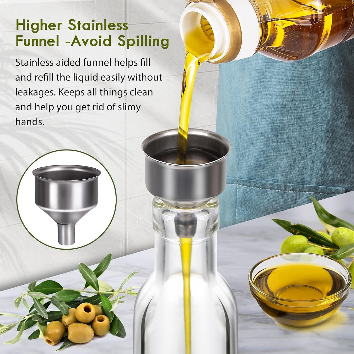 YEBODA 8 oz Glass Olive Oil Dispenser Bottles with Pourers, 6 Pack