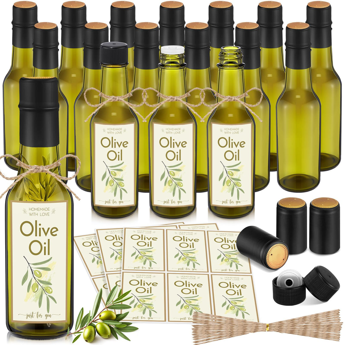 Havawish 20 Pcs 5oz Glass Olive Oil Bottles Clear with Screw Cap