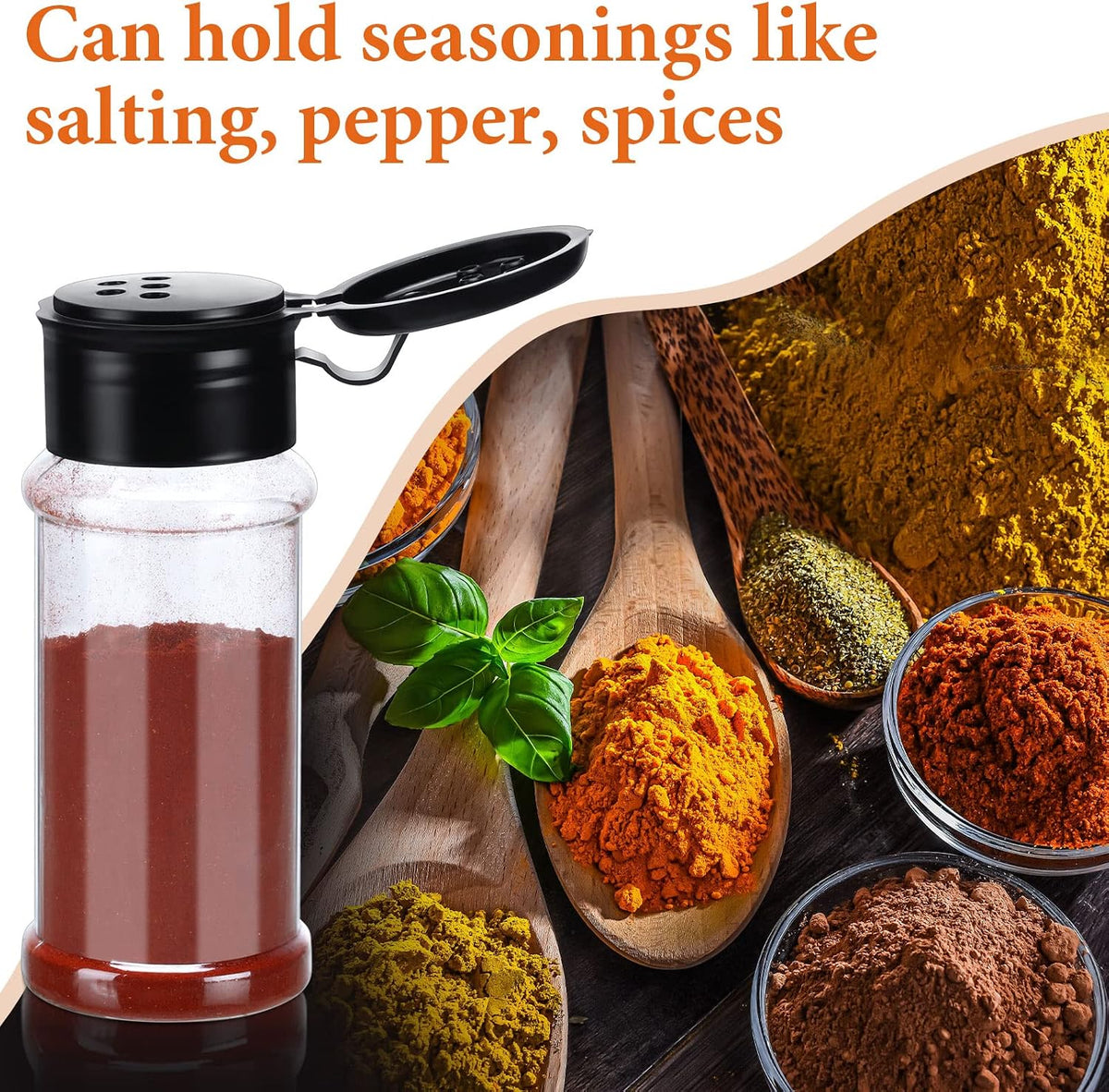 50 Pcs 3.3 Oz/ 100ml Plastic Spice Jars with Shaker Lid Seasoning Container