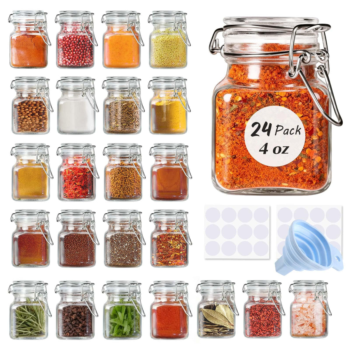 SPANLA Spice Jars, 12 Pack 4oz Small Glass Jars Spice Jars Herb Jars