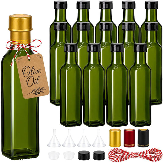 TBWIND 15 Pack 8.5oz (250ml) Olive Oil Bottles with Airtight Caps