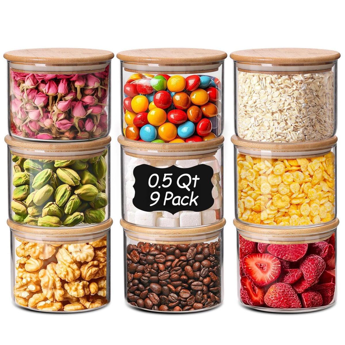 ComSaf Glass Spice Jars 4oz 16 Pack, Small Seasoning Containers with labels