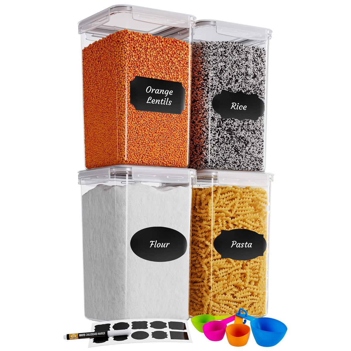 Chef's Path Extra Large Airtight Rice Storage Container with Measuring Cup, Pack of 1, 8 L Capacity, Kitchen and Pantry Canister for Rice, Flour, Sugar, and Baking Supplies