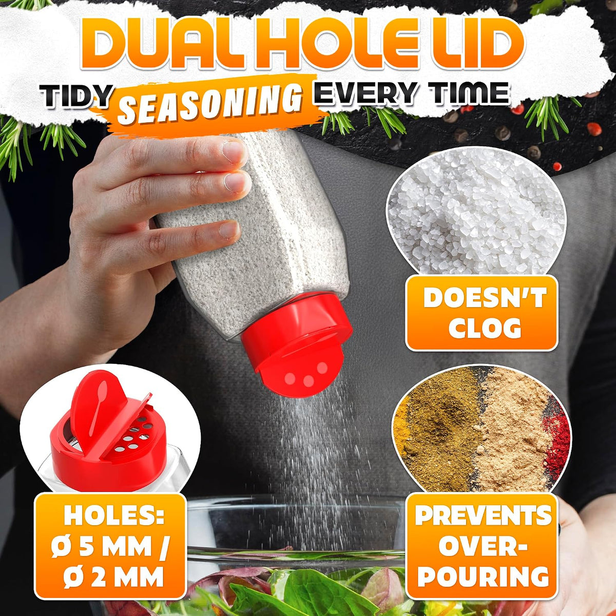 2 Pcs Seasoning Containers, 32 oz, Dual Flip-Top Lids, Plastic