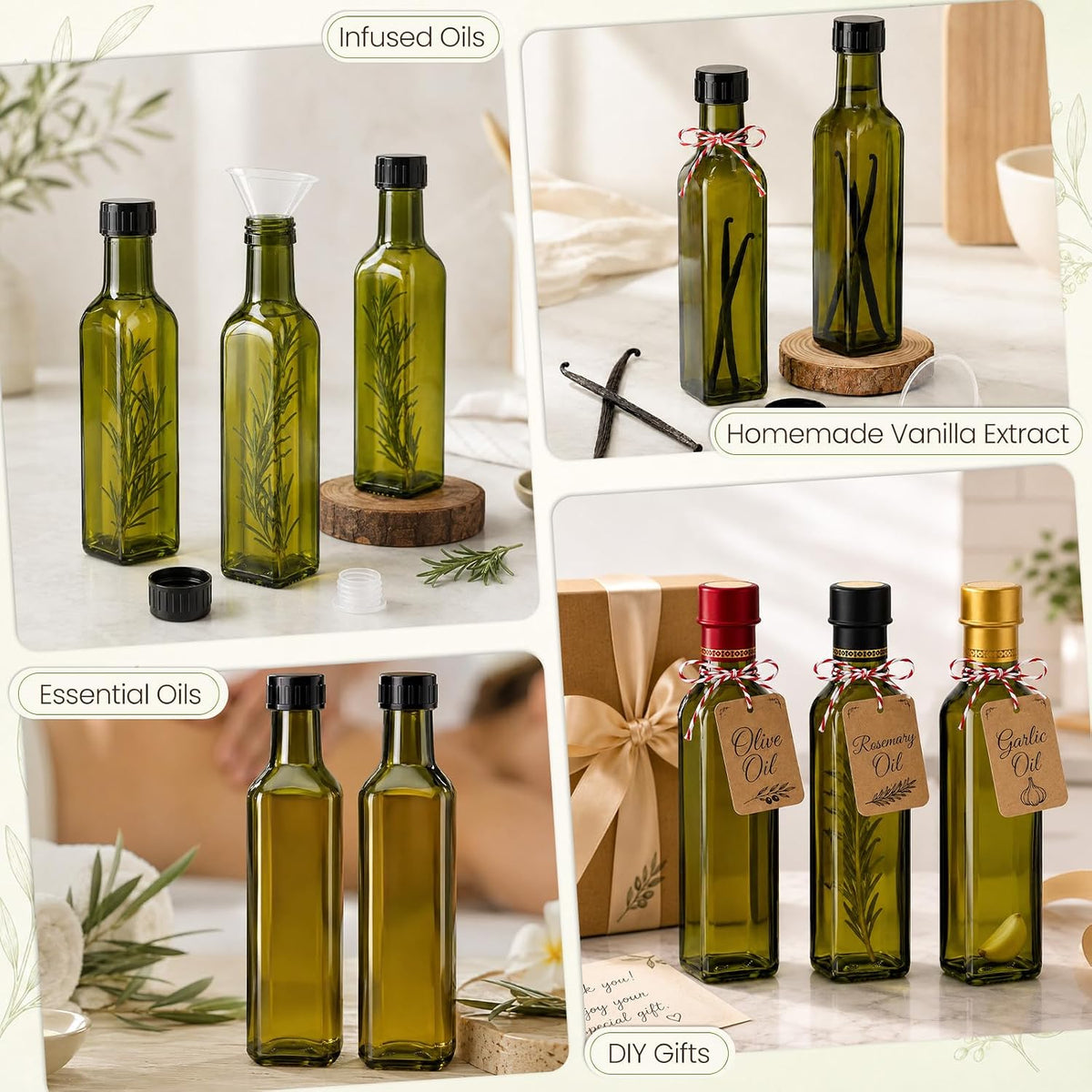 TBWIND 15 Pack 8.5oz (250ml) Olive Oil Bottles with Airtight Caps