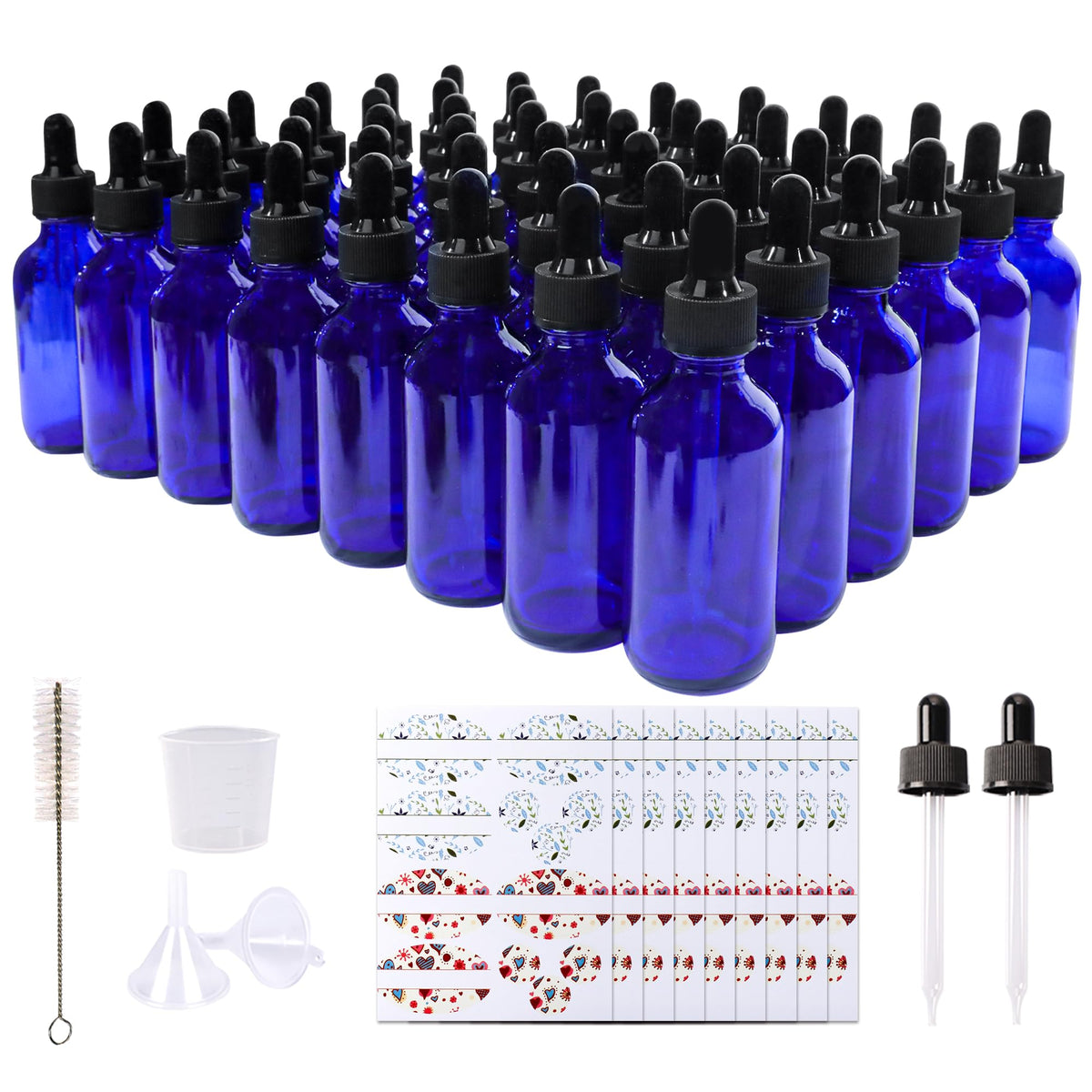48 Pack 2oz Clear Glass Bottles with Glass Eye Droppers