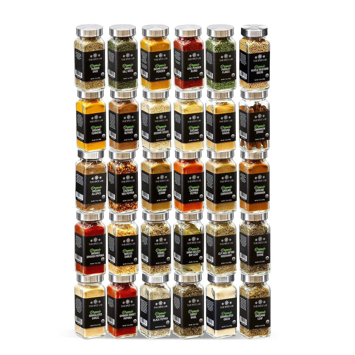 The Spice Lab Organic Spices and Seasonings Set, 30 Jar Spice Kit