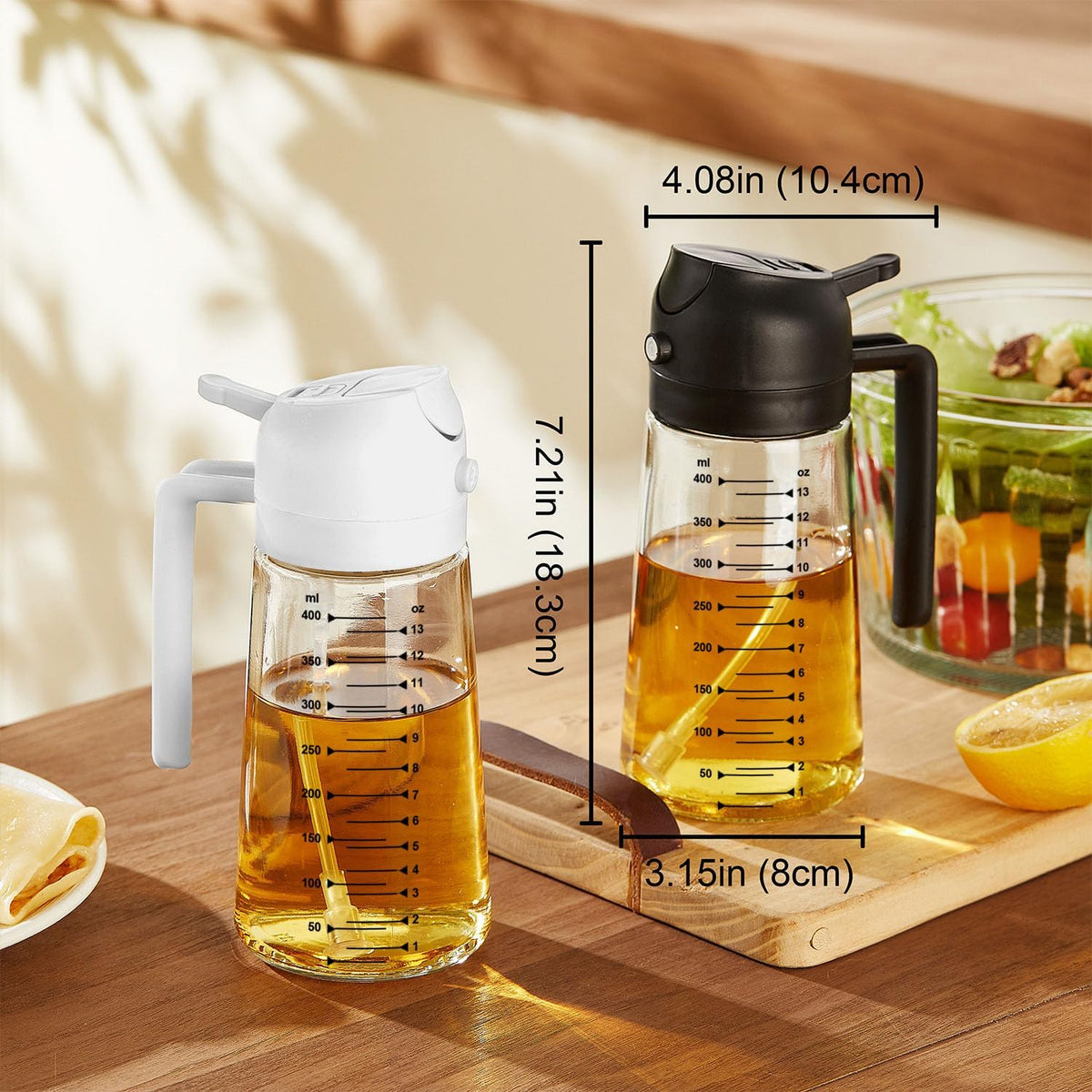 TrendPlain 16oz Olive Oil Sprayer for Cooking with Silicone Base, 2 Black