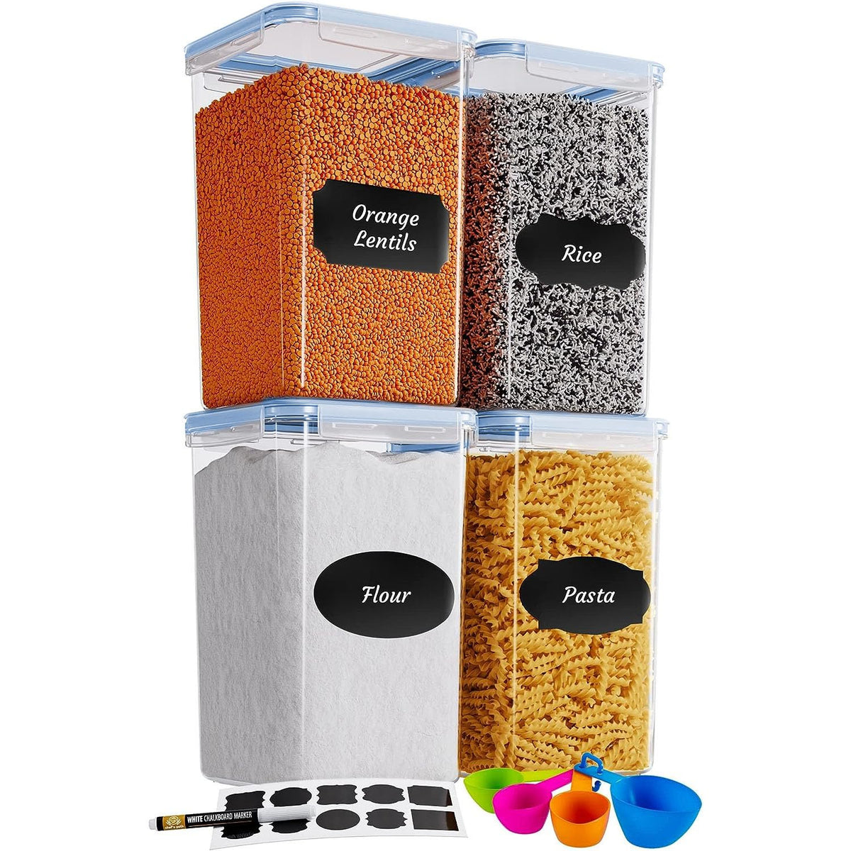 Chef's Path Extra Large Airtight Rice Storage Container with Measuring Cup, Pack of 1, 8 L Capacity, Kitchen and Pantry Canister for Rice, Flour, Sugar, and Baking Supplies