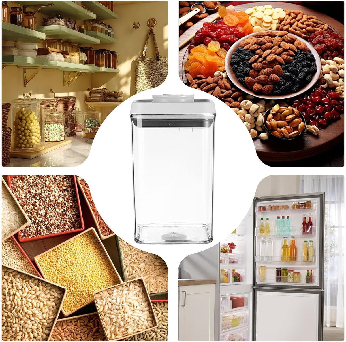 Sealed Food Storage Containers, Stackable Press Type Containers With Lids