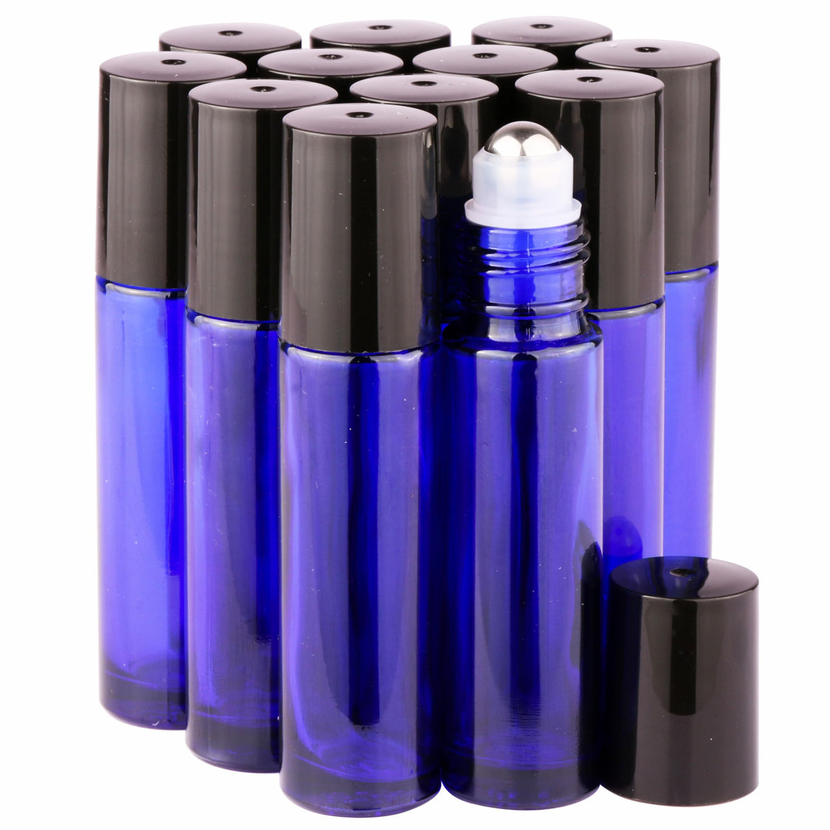 inice 24 10ml Essential Oils Roller Bottles Gradient Color Thick Glass Roll on Bottle Golden Metal Cap for Travel