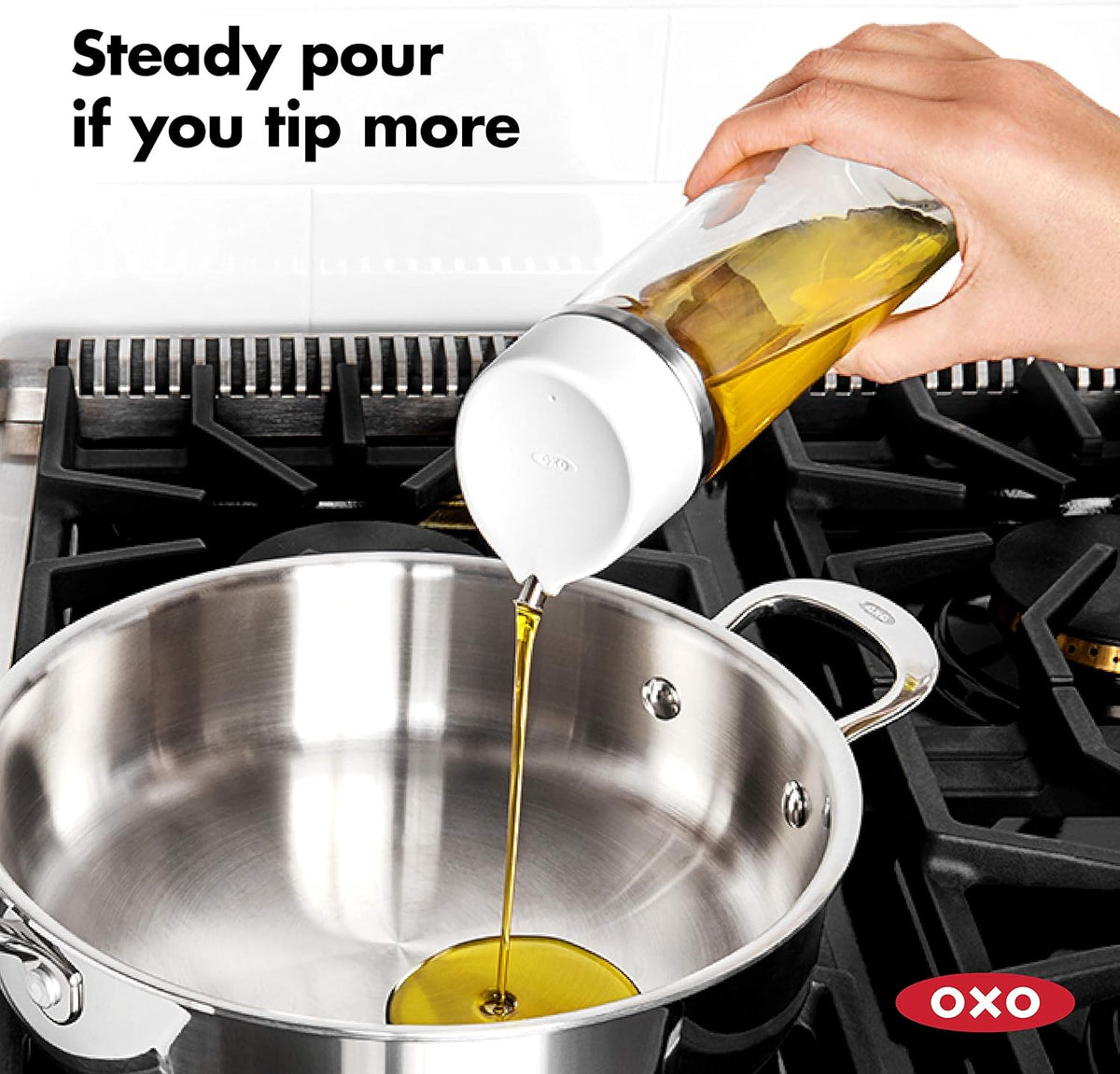 OXO Good Grips Precision Pour Glass Dispenser 2 Piece Set, Oil & Vinegar