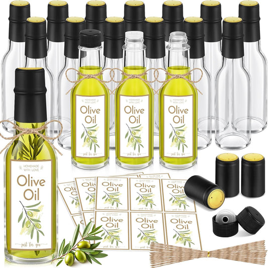 Havawish 20 Pcs 5oz Glass Olive Oil Bottles Clear with Screw Cap