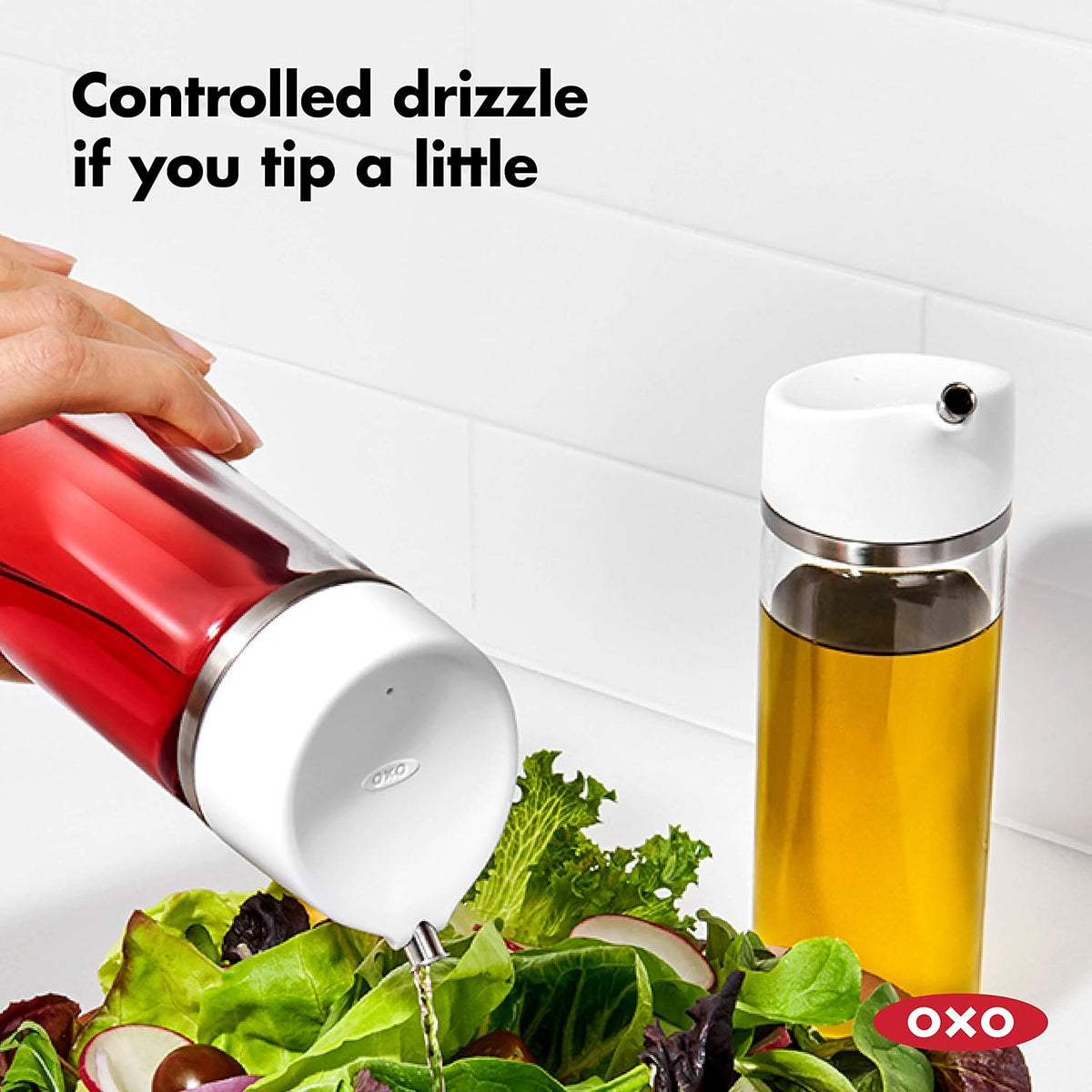 OXO Good Grips Precision Pour Glass Dispenser 2 Piece Set, Oil & Vinegar
