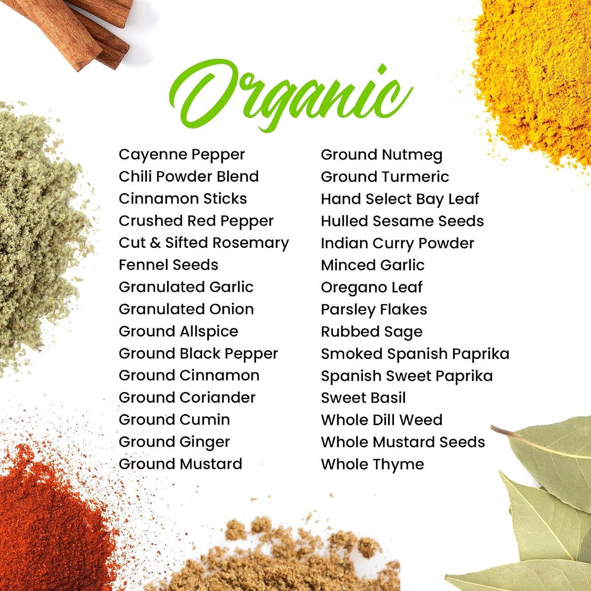 The Spice Lab Organic Spices and Seasonings Set, 30 Jar Spice Kit