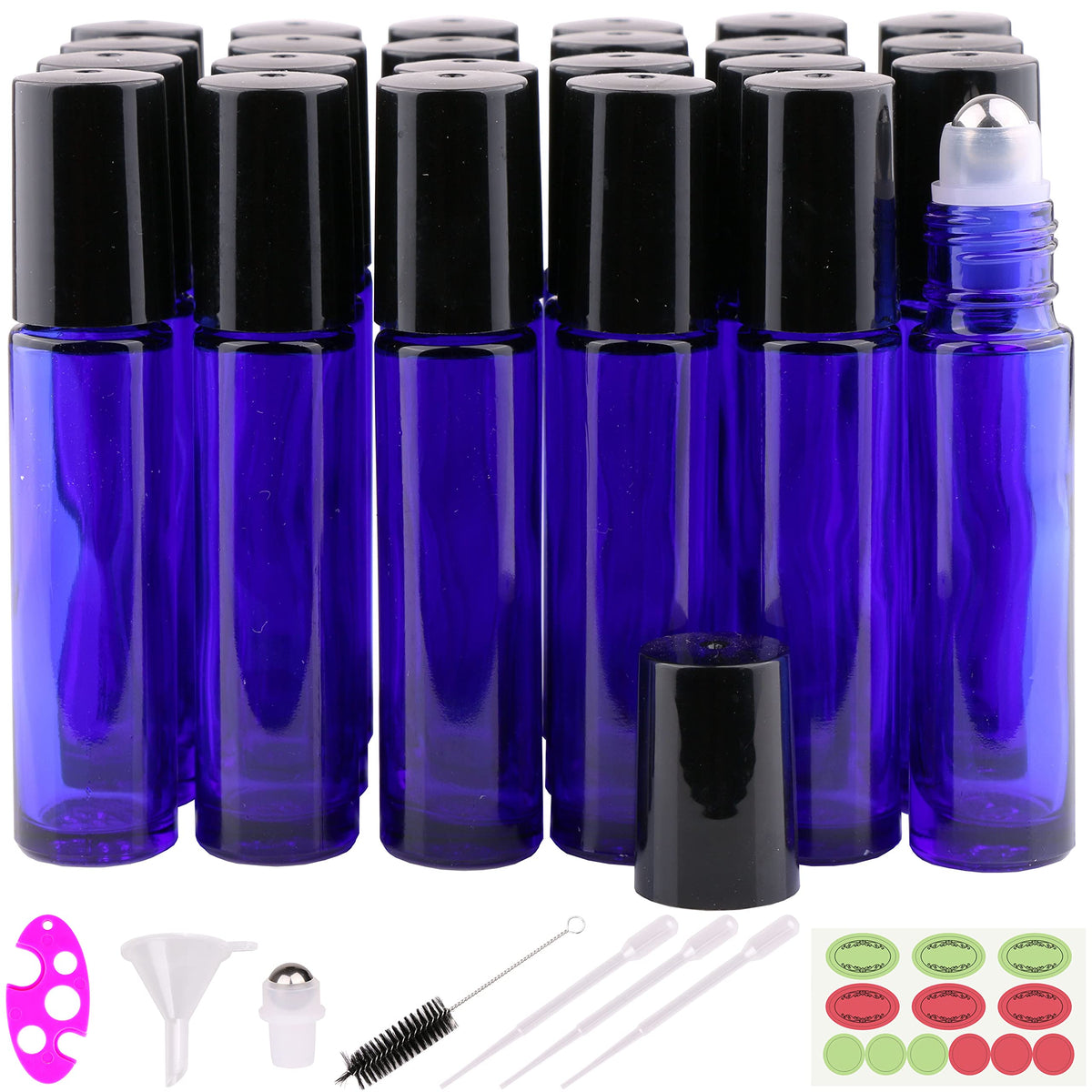 inice 24 10ml Essential Oils Roller Bottles Gradient Color Thick Glass Roll on Bottle Golden Metal Cap for Travel
