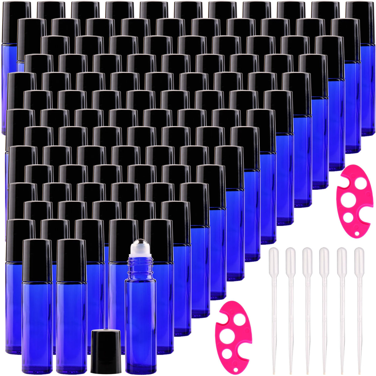 inice 24 10ml Essential Oils Roller Bottles Gradient Color Thick Glass Roll on Bottle Golden Metal Cap for Travel