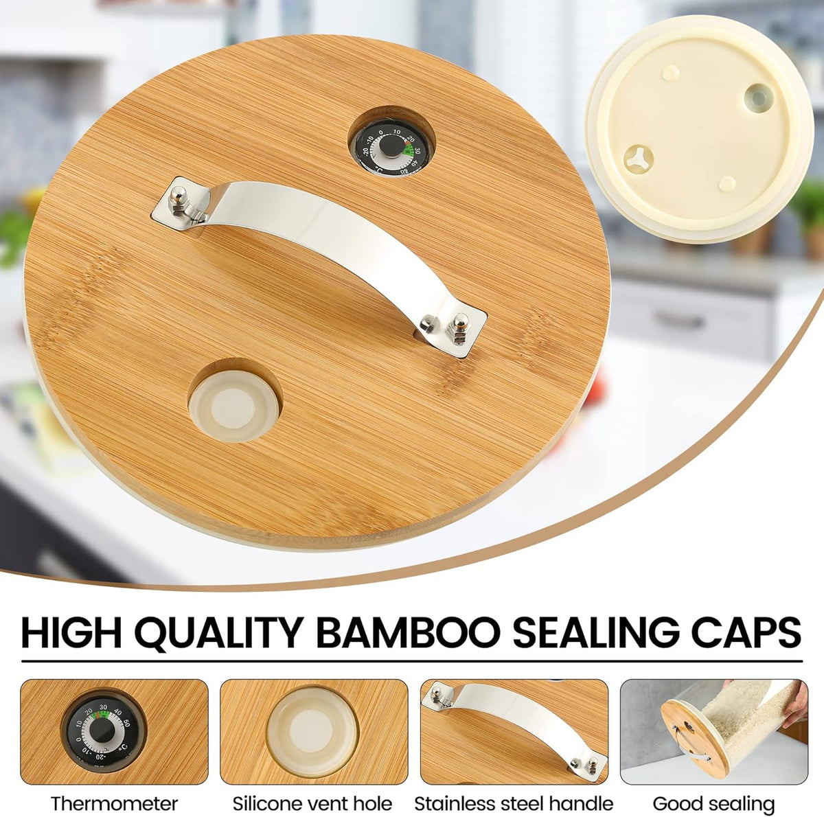 Glass Rice Dispenser, Airtight Rice Storage Container with Measuring Cup