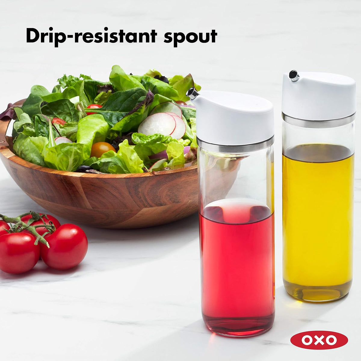 OXO Good Grips Precision Pour Glass Dispenser 2 Piece Set, Oil & Vinegar