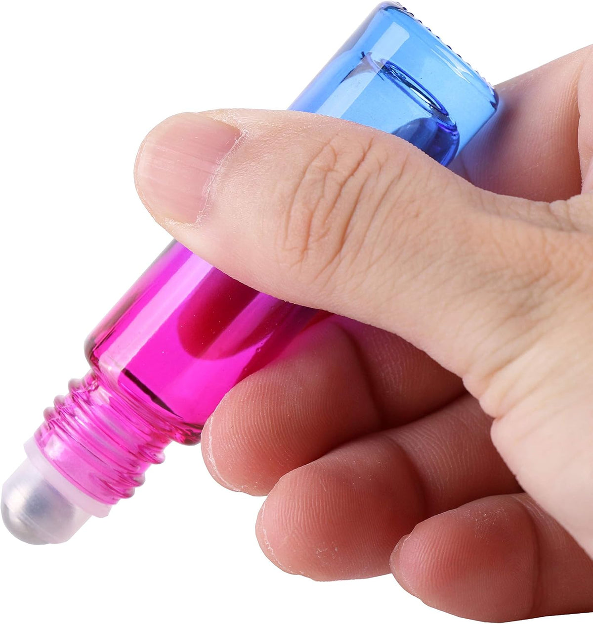 inice 24 10ml Essential Oils Roller Bottles Gradient Color Thick Glass Roll on Bottle Golden Metal Cap for Travel