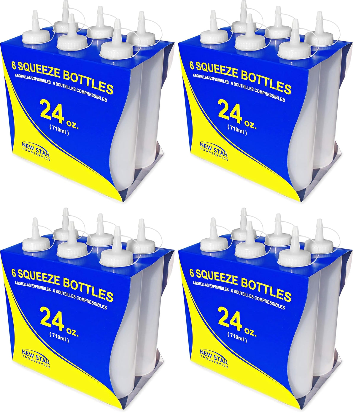 New Star Plastic Squeeze Bottle, 12-Ounce, Set of 6, Clear