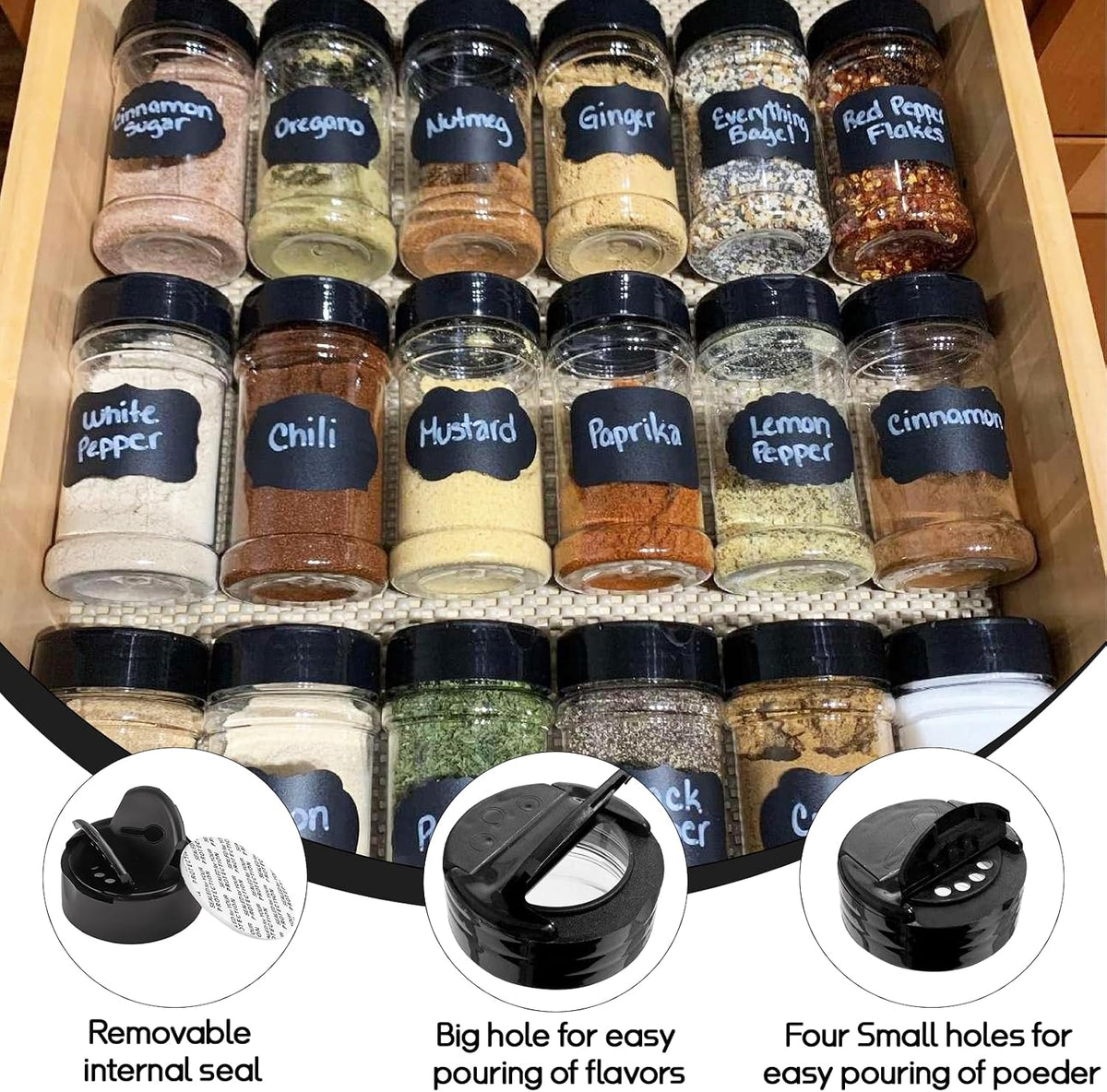Ysglory 36 Pack 3 Oz Spice Jars Seasoning Containers Bottles with Label