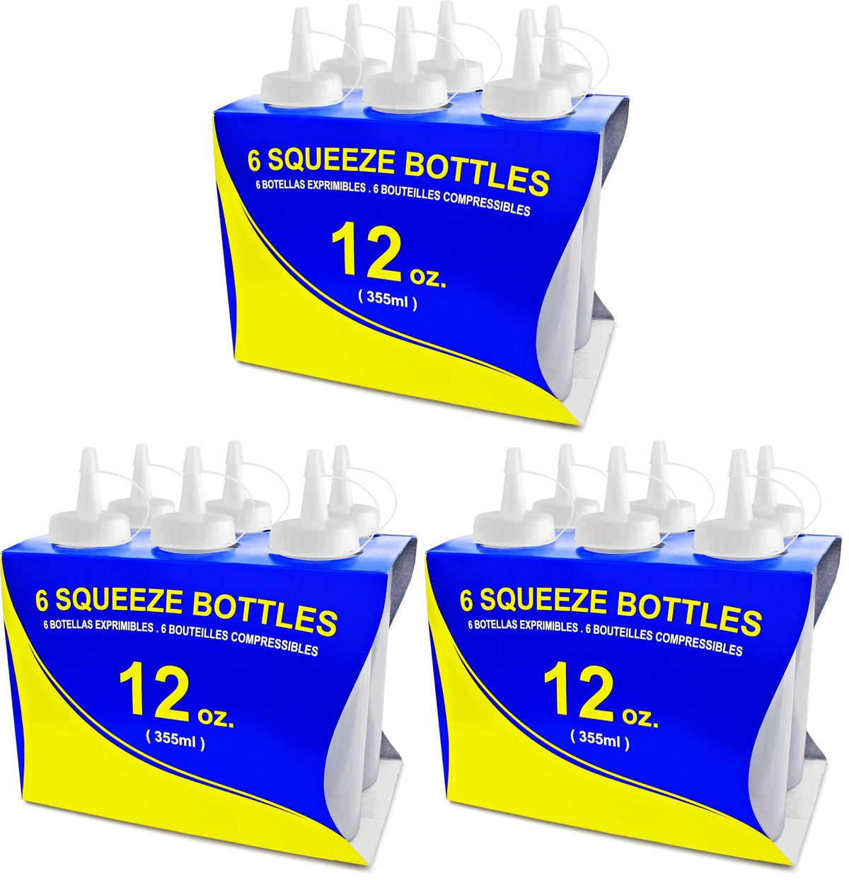 New Star Plastic Squeeze Bottle, 12-Ounce, Set of 6, Clear
