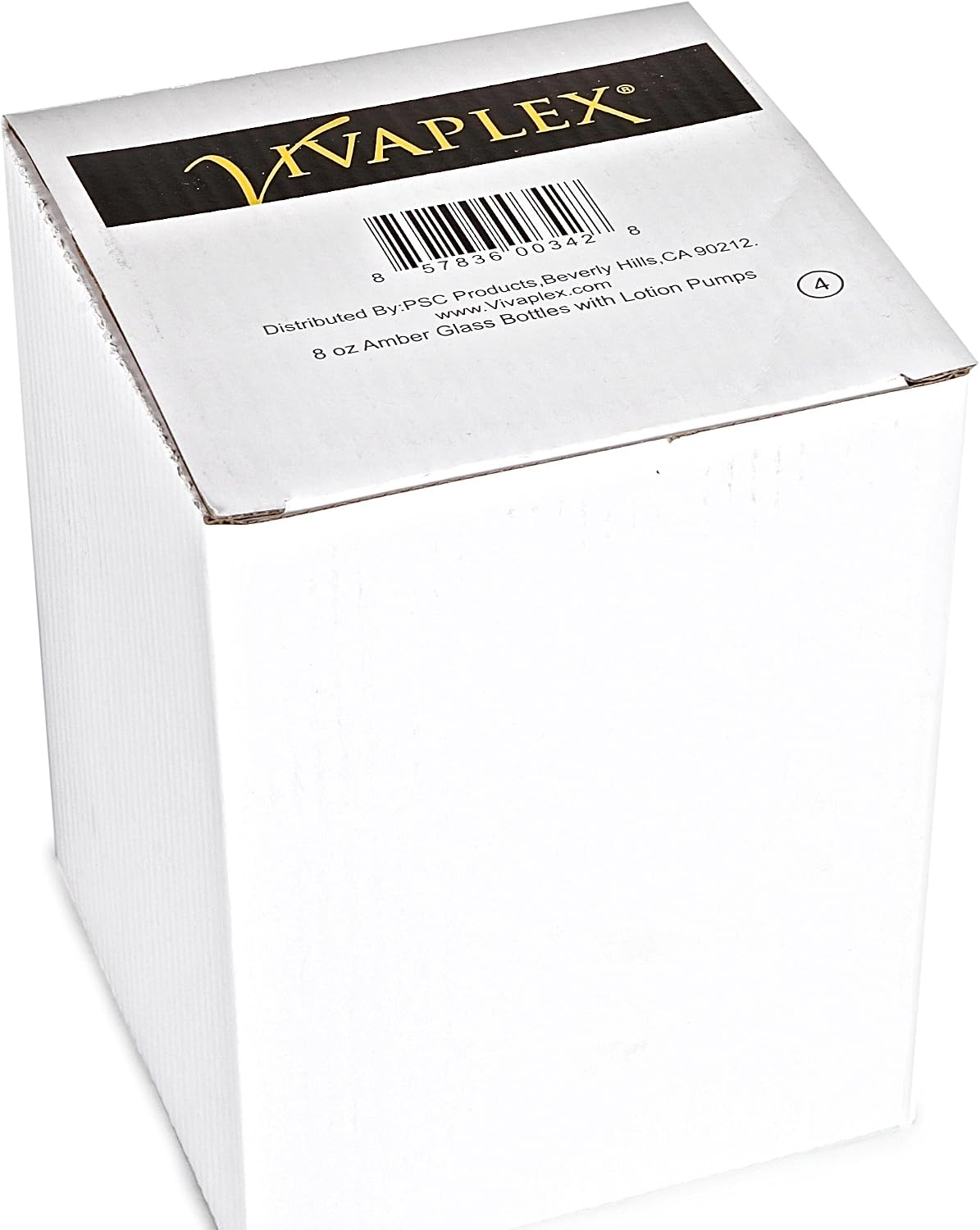 Vivaplex Large 8oz Empty Amber Glass Bottles with Black Lotion Pumps - 4 pk