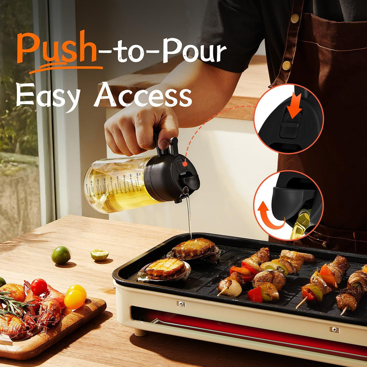 TrendPlain 16oz Olive Oil Sprayer for Cooking with Silicone Base, 2 Black