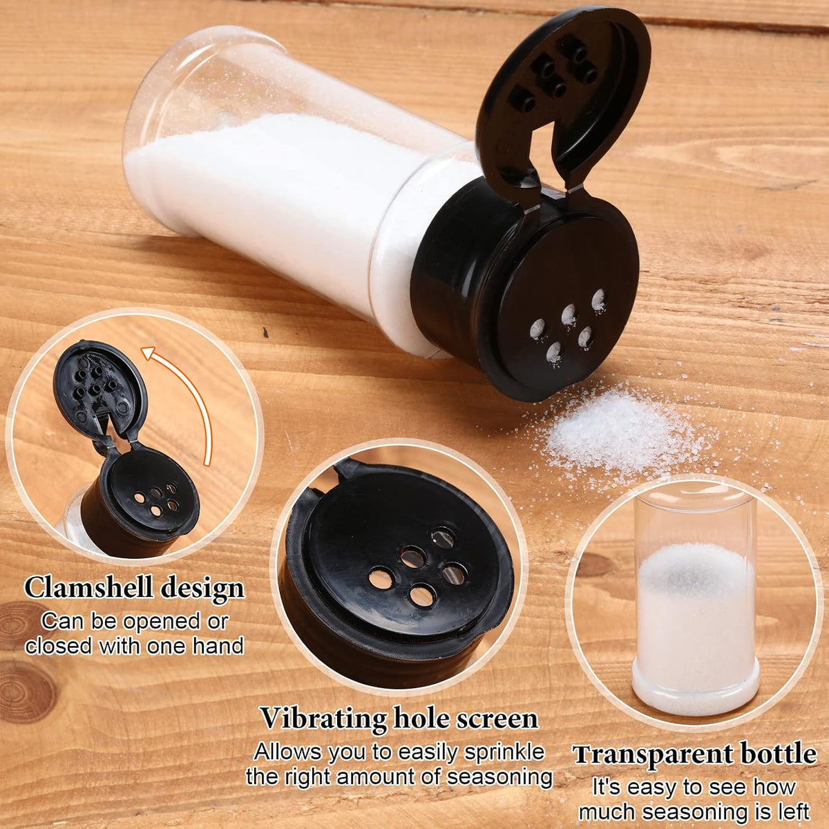 50 Pcs 3.3 Oz/ 100ml Plastic Spice Jars with Shaker Lid Seasoning Container