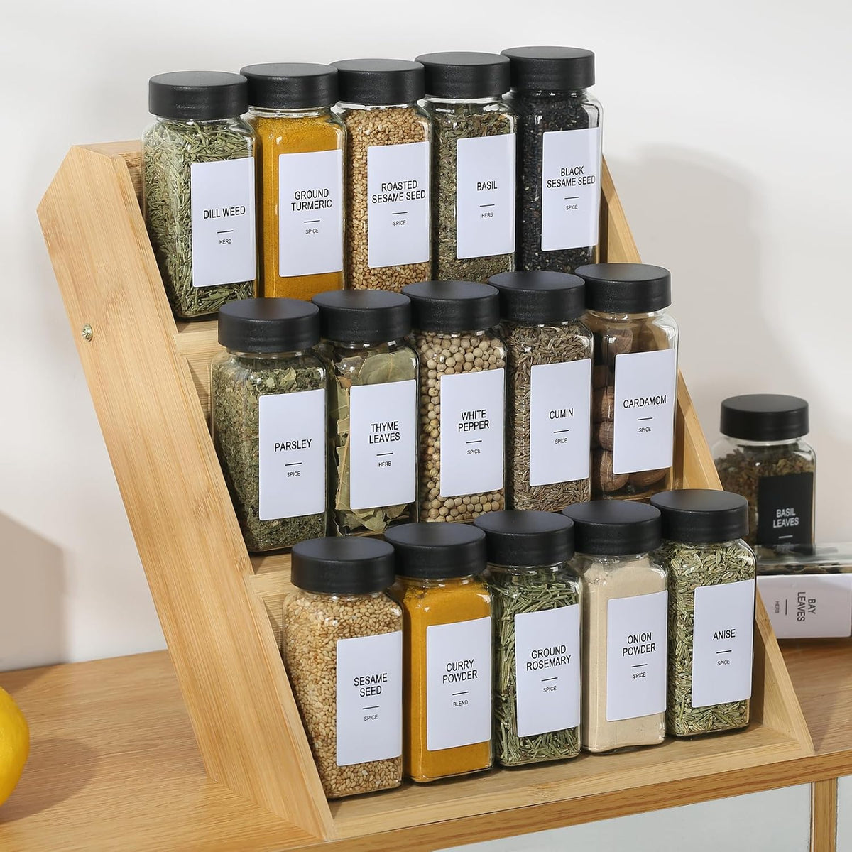 24 Glass Spice Jars with Labels, 4oz Spice Containers with Airtight Lids