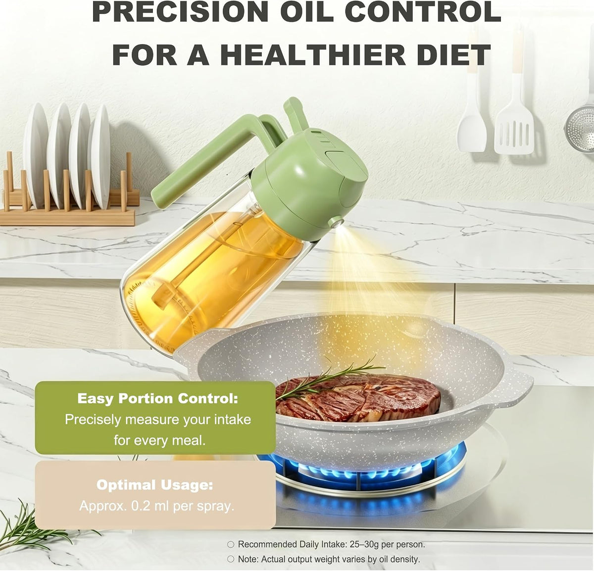 Pure Future 2-in-1 Olive Oil Sprayer for Cooking, Dispenser Bottle (Green)