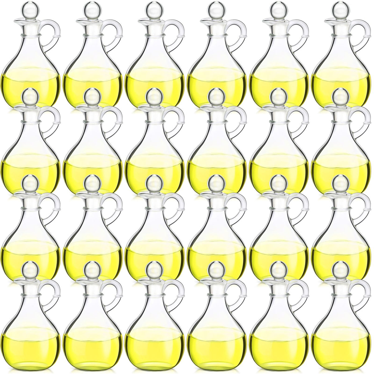 Zopeal 12 Pcs 12 oz Glass Oil Cruets with Stopper Bottle Vinegar Dispenser Small Salad Dressing Container Round Jar Glass Serving Syrup Bottles with Handle for Sauce Water Olive Oil