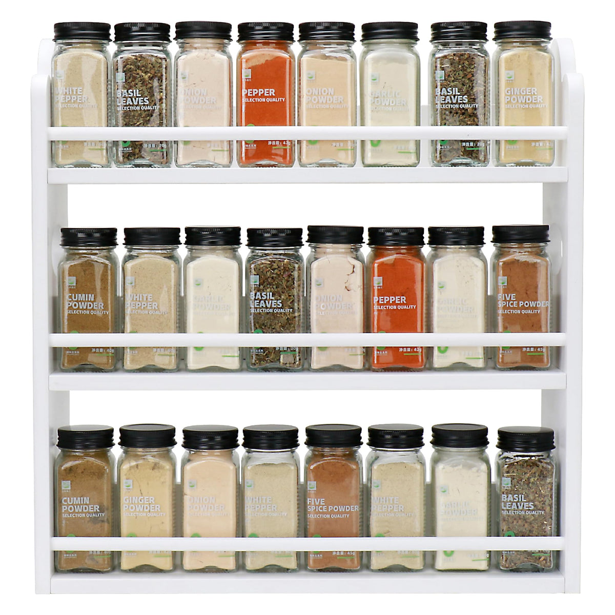 3-Tier Bamboo Spice Rack, Wall Mount & Countertop Spice Organizer