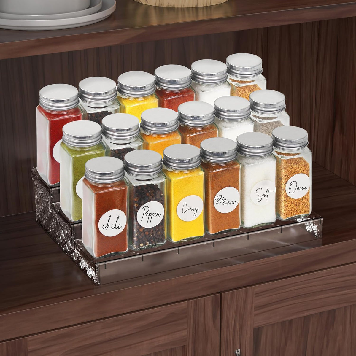 Simple Houseware Spice Jars 4-oz Square Glass Bottles, 12 Pack