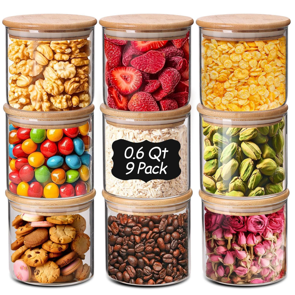 ComSaf Glass Spice Jars 4oz 16 Pack, Small Seasoning Containers with labels