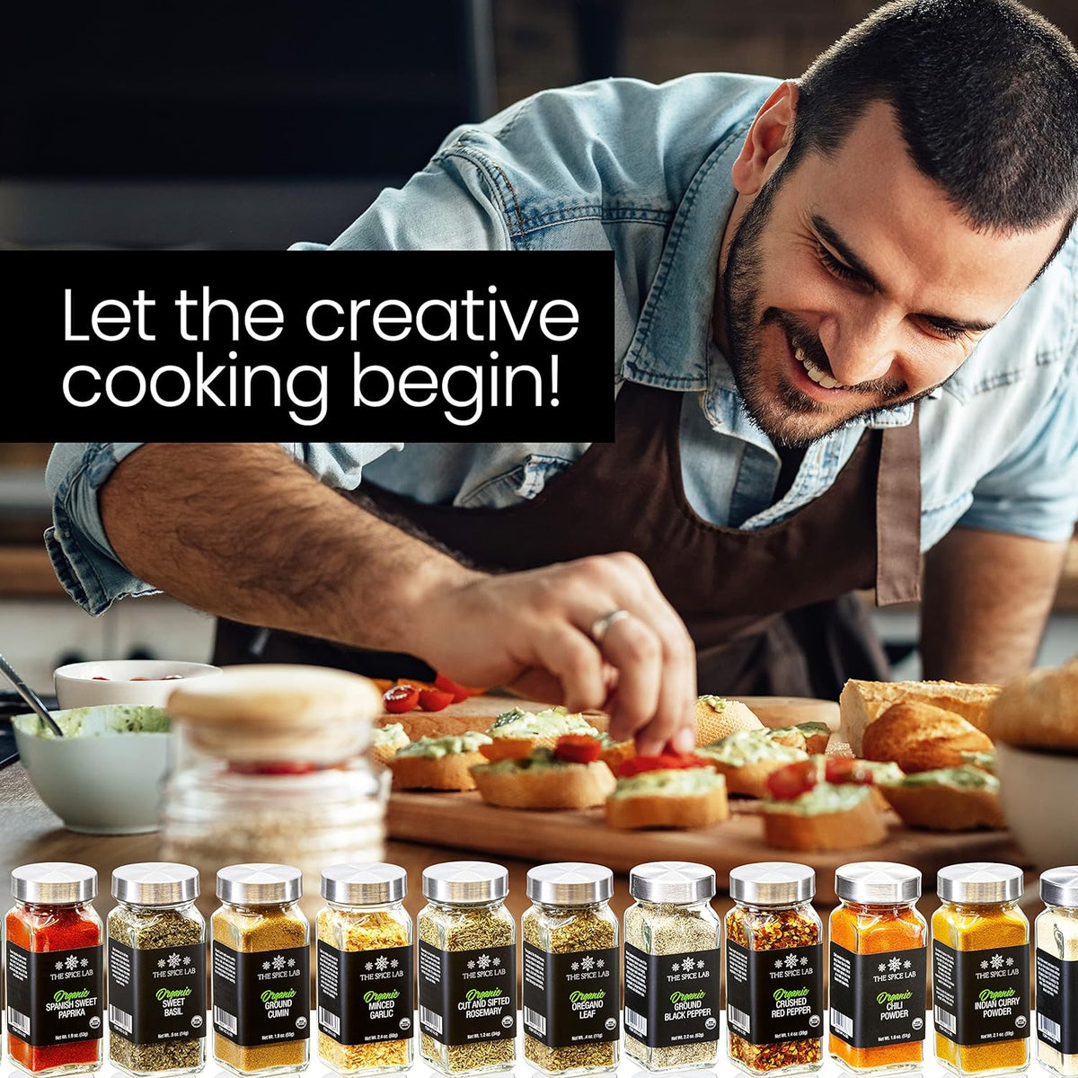 The Spice Lab Organic Spices and Seasonings Set, 30 Jar Spice Kit