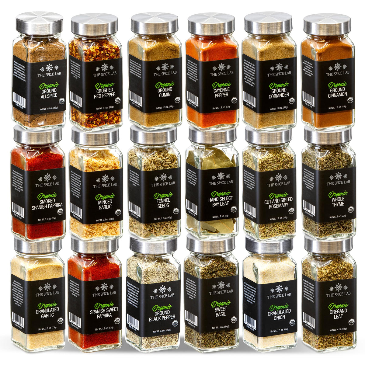 The Spice Lab Organic Spices and Seasonings Set, 30 Jar Spice Kit